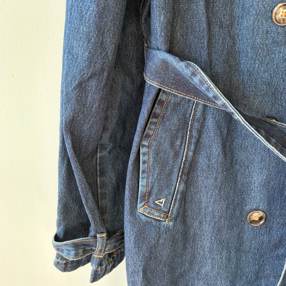 HIDDEN JEANS Devon Classic Denim Trench Coat Dark Wash Size Large - Picture 3 of 9